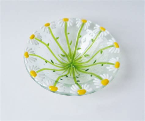 Daisy Flower Fused Glass Art Bowl Garden Summer Etsy