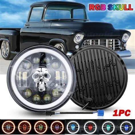 7and inch round rgb led headlight hi lo beam halo drl for chevy truck