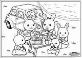 Coloring Calico Critters Pages Family Picnic Print Critter Color Kids Sylvanian Families Sitters Book Template Popular sketch template