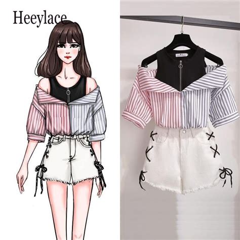 Summer Sweet Korean Off Shoulder Tops And Shorts 2 Pieces