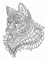 Wolf Mandala Coloring Drawing Getdrawings sketch template