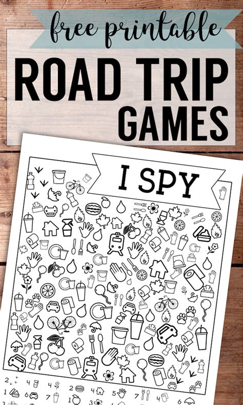 printable road trip games  kids  spy paper trail design