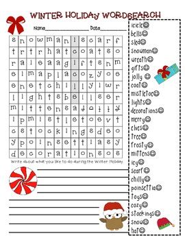holiday winter word search   teachers garage tpt