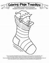 Coloring Elf Stocking Tuesday Dulemba Christmas Treats Stuffing Hope He So sketch template