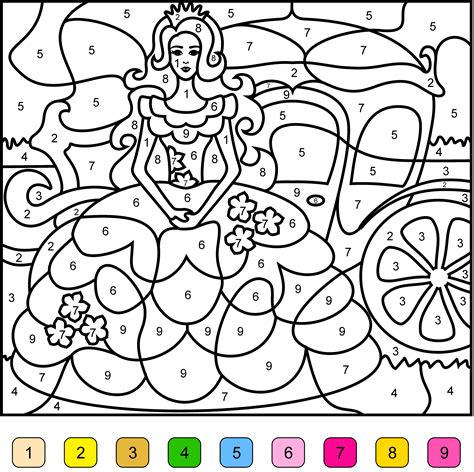 princess color  number   coloring cool coloring pages