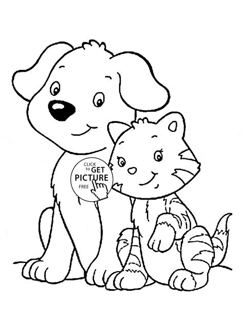 dog  cat coloring pages printable