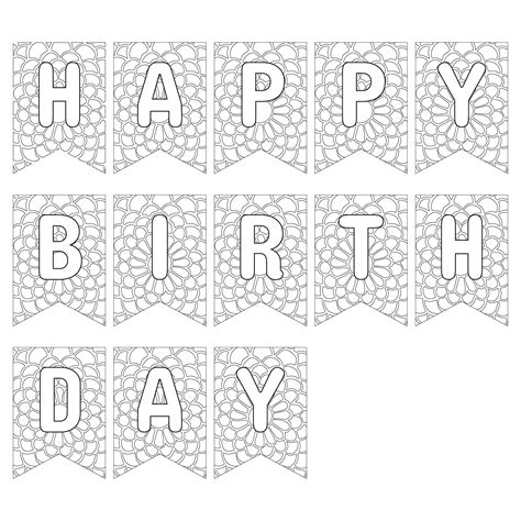 happy birthday banner coloring page printable banner template images