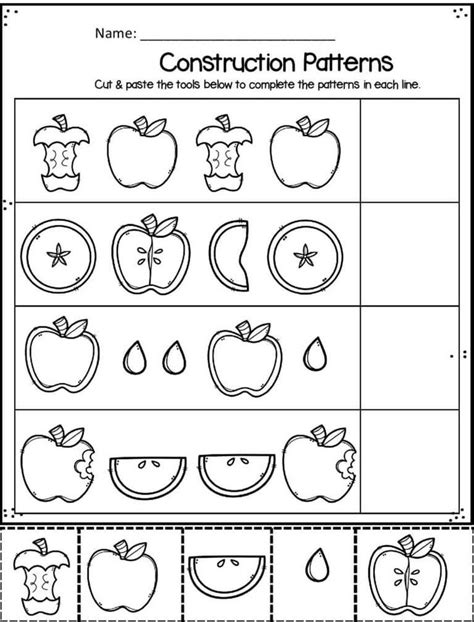 apple worksheets  preschoolers preschool play  learn pattern