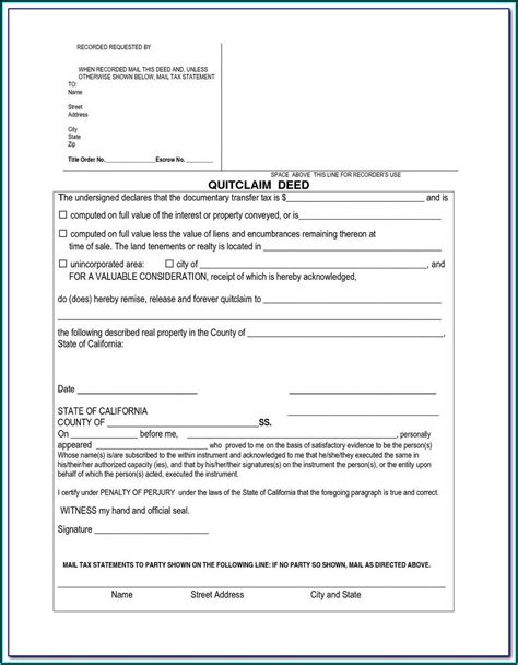 quit claim deed form orange county california form resume