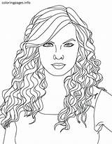 Coloring Hair Pages Taylor Swift Girl Hairstyle Printable Portrait Country Singer Colorings Coloring4free Color Sheets Adult Kids People Book Fashion sketch template