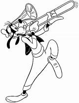 Trombone Goofy Coloring Pages Trumpet Music Playing Tuba Printable Plays Drawing Disney Mickey Kids Blowing Mouse Cartoon Gif Disneyclips Getdrawings sketch template