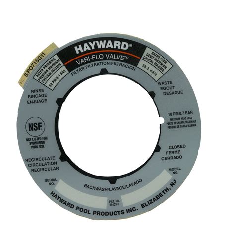 decal hayward vari flo filter valve label spog  pools  spas