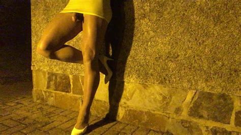 night time whore hanging around in public in mini skirt