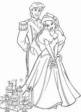 Coloring Princess Pages Disney Prince Wedding Married Printable Coloriage Colouring Princesse Mermaid Little Print Ariel Kids sketch template