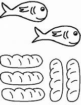 Loaves Coloring Pages Fish Fishes Printable School Sunday Bible Kids Crafts Children Preschool Wecoloringpage Church Jesus 5000 Color Story Sheet sketch template