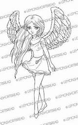 Coloring Digital Supplies Scrapbooking Digi Stamp Fairy Angel Mini Dress Pages Lemonshortbread Fantasy Clip Wings Similar Anime Items Girl sketch template