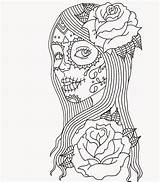 Coloring Dead Pages Printable Adults Skull Skulls Sugar Halloween Dog Adult Skeleton sketch template