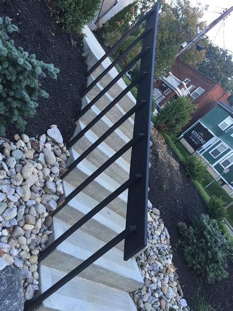 simple  inexpensive hand rail  concrete steps concrete steps outdoor curb appeal