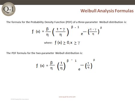 weibull analysis formulas quality