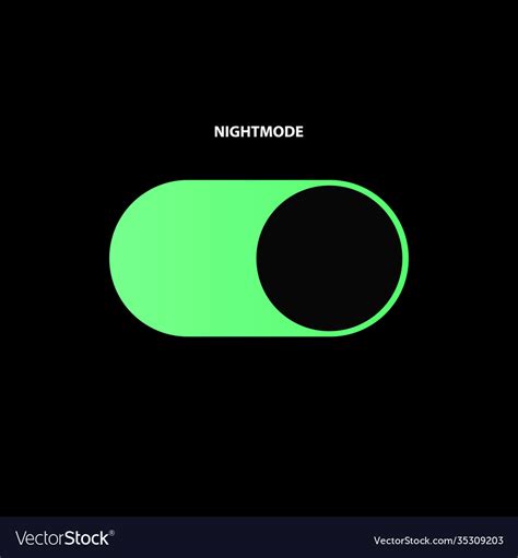 night mode green switch button dark theme slider vector image