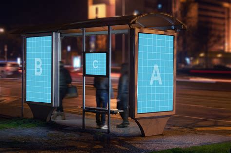 bus station night billboards mock  product mockups  creative market