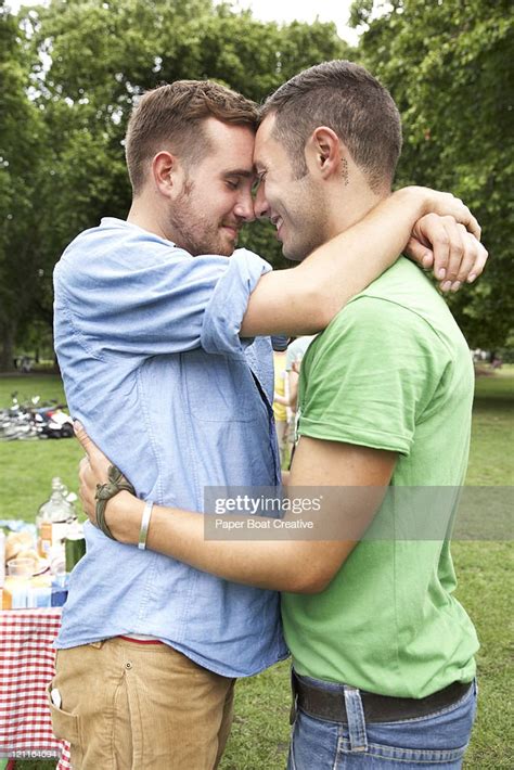 Gay Couple Hugging Each Other In The Park Photo Getty Images