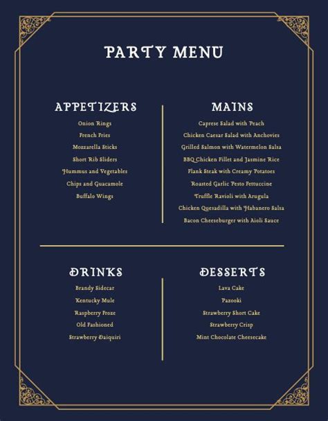 fancy birthday menu design template  musthavemenus