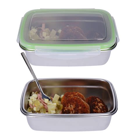 edelstahl behaelter mit klipp deckel  frischhaltedose lunchbox ml