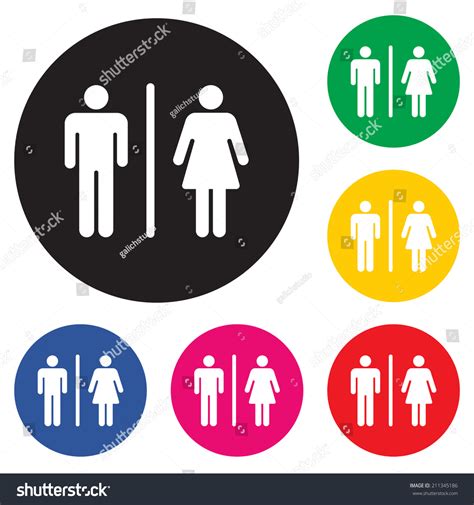 male female restroom symbol icon color stock vector 211345186