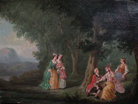 French Art Circa 1900 Oil Painting In 18th Century Style