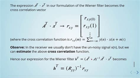 adsp  wiener filters  wiener hopf equation youtube