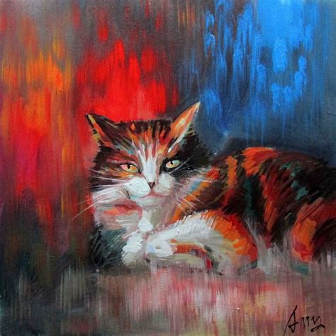 hand painted animal art oil painting abstract cat canvas painting