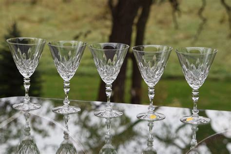 vintage crystal wine glasses set of 5 tiffin circa 1960 s vintage