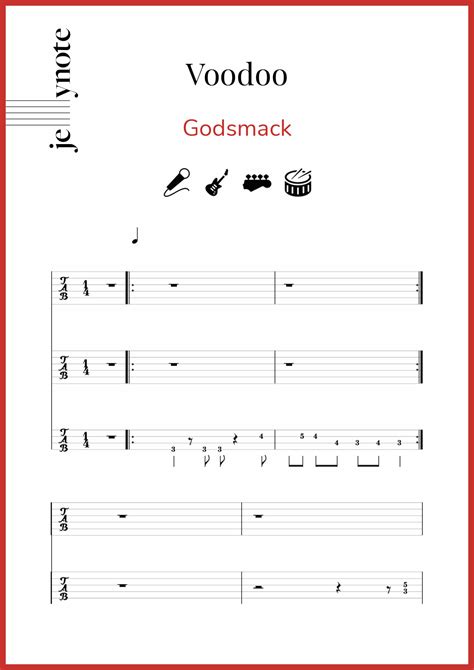 godsmack voodoo voice guitar bass and drumset sheet