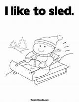 Coloring Sledding Pages Sled Boy sketch template