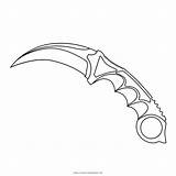 Knife Coloring Drawing Karambit Template Pages Templates Printable Color Dagger Weapon Sunglasses Patterns Sketch Spoon sketch template