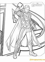 Avengers Pages Thor Coloring Mjolnir Color Online Hammer Print sketch template