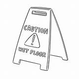 Wet Floor Caution Sign Vector Illustrations Clip sketch template