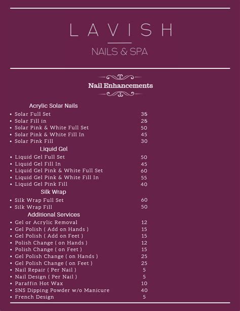 services lavish nails  spa