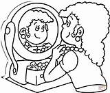 Mirror Looking Coloring Pages Girl Furniture Template Vintage 28kb 641px sketch template