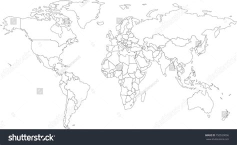 world map coloring book outlines stock vector  shutterstock