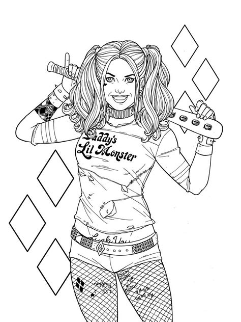 printable harley quinn coloring pages