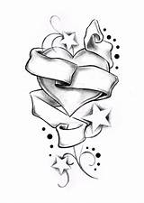 Heart Drawing Banner Tattoo Drawings Lowrider Stars Sketches Coloring Roses Hearts Pages Skull Pencil Simple Designs Deviantart Draw Easy Adult sketch template