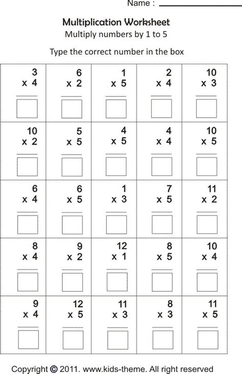 multiplication worksheets