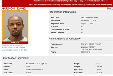 dsp s o a r searching for wanted sex offender delaware state police