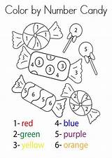 Number Color Worksheet Worksheets Kindergarten Candy Printable Numbers Coloring Preschool Pages Colors Activities Toddlers Tulamama Print Cursive sketch template