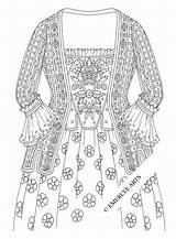 Coloring Colonial Adult Pages Adults Gown Printable Beautiful Artist Clothing Colouring Fashion Dress Kirigami sketch template