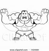 Beefcake Bodybuilder Buff Muscular Lineart Illustration Cartoon Royalty Rage Fists Balls Holding Thoman Cory Clipart Vector 2021 sketch template