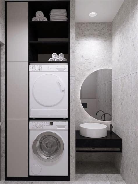 black white and beige apartment for the fashionista laundry room design bathroom interior