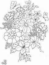 Pages Buquê Colorluna Effortfulg Adult Pequeno Bouquets Borboletas Pintar sketch template